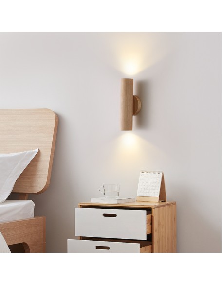 Solid Wood Minimalist Bedside Wall Sconce